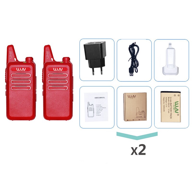 2pcs WLN KD C1 Mini Walkie Talkie рация Handheld 2 Way Ham Radio hf Transceiver USB Charging KD-C1 uhf Walkie-Talkies wln KDC1: Red-Standard / Euro