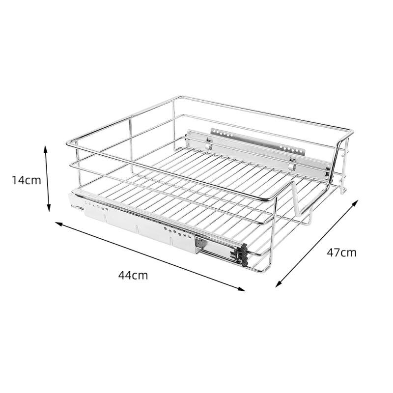 Retractable adjustable storage box drawer basket Bathroom Kitchen Cabinet Telescopic Storage Basket Rail Included Metal HWC