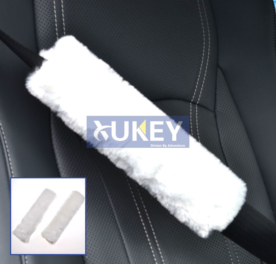 Xukey faux saueskinn ull pels auto bilbelte skulderputer dekke vinter luftig sele setebelte setetrekk bil styling rosa: Hvit