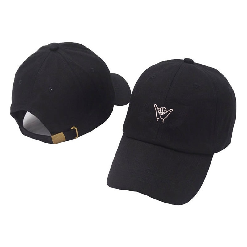 finger embroidery baseball cap cotton outdoor wild dad hat summer sunshade golf hats sports casual caps: Black