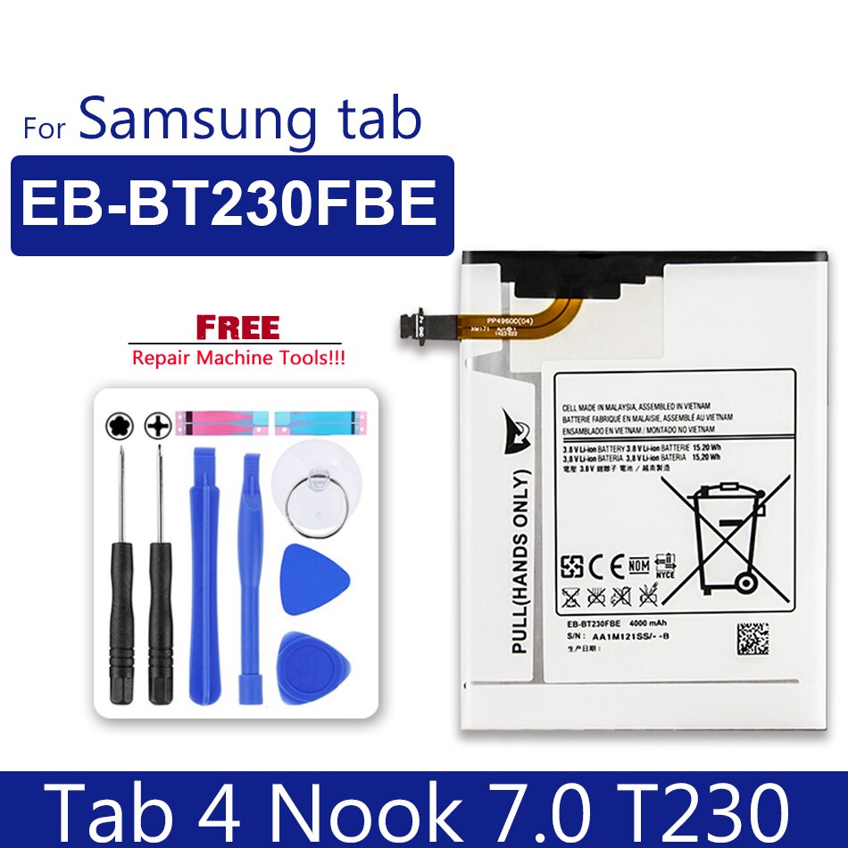 Bateria para tablet, galaxy tab 2 3 4 7.0 8.0 tab2 tab3 lite tab4 sm t210 t211 t310 t311 t530 t531 p3100 p5200 p5210: Tab 4 Nook 7.0 T230