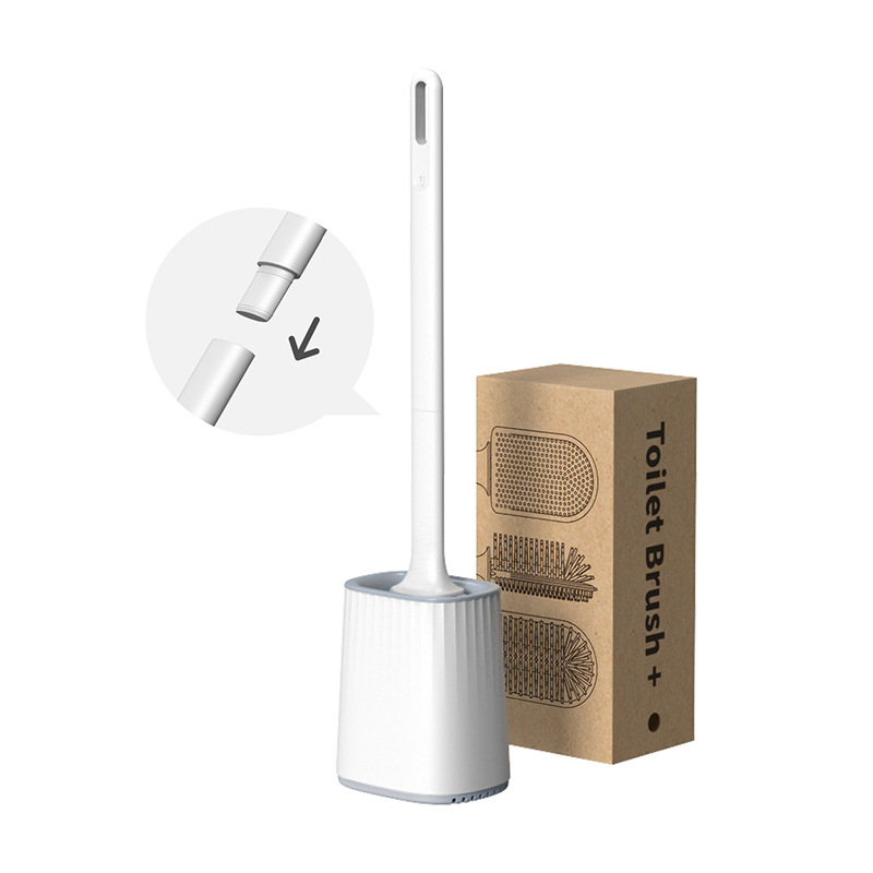 Wc Borstel Afneembare Badkamer Sets Lange Handvat Siliconen Borstel Met Houder Cleaning Kit Wandcloset Badkamer Accessoires: White