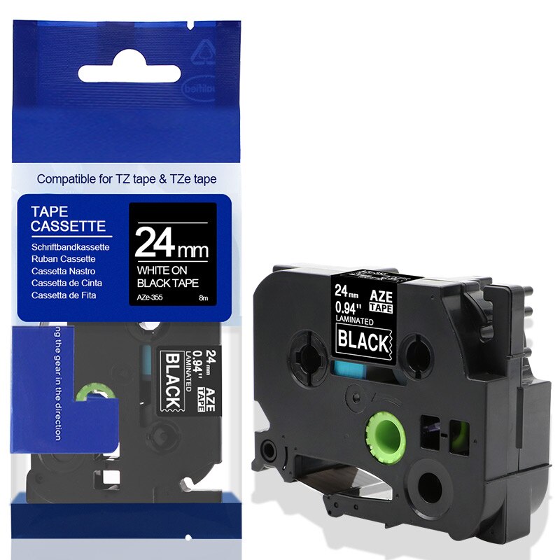 Fimax 1 Pack kompatybilny z Brother TZe651 TZe-251 TZE-451 drukarka do etykiet p-touch TZe-651 czarny na żółtym TZe-151 TZe-251 tze-551: White on Black 355