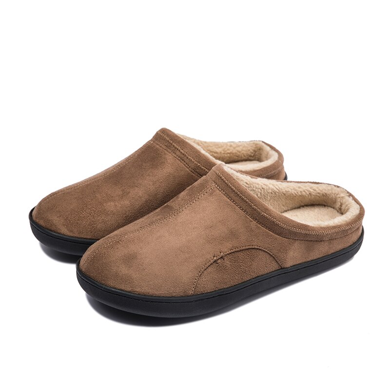BOREE Classic Home Slippers for Men Winter Suede Short Plush Man Slippers Non Slip Bedroom Slipper Couple Soft Indoor Shoes Male