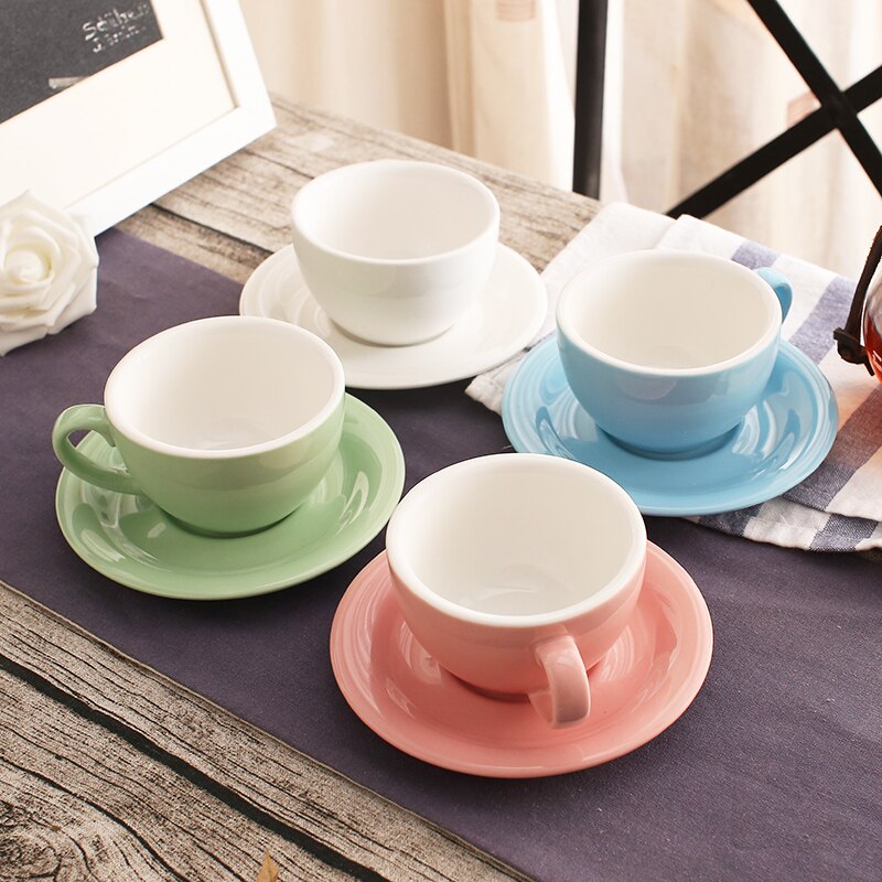 200ml Bunte Dicke Körper Neue Knochen China Cappuccino Tasse und Untertassen Keramik Kaffee Tasse Untertasse Latte Tasse Getränk