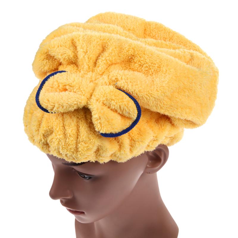 Hjem tekstil mikrofiber hår turban hurtigt tørt hår hat indpakket håndklæde bad: 2