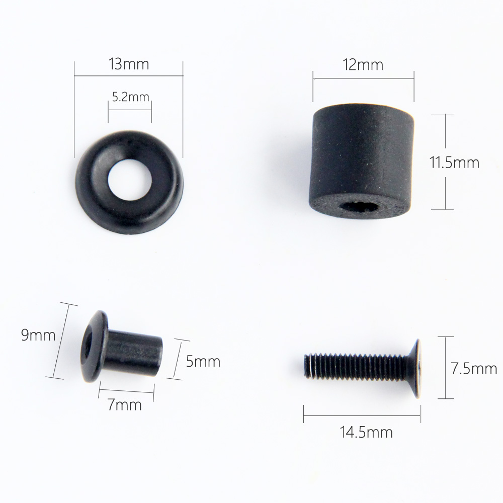 Juego de tornillos Chicago de cabeza plana de poste largo, tuerca de perno con arandela de goma gruesa y avellanada de Metal para funda Kydex DIY