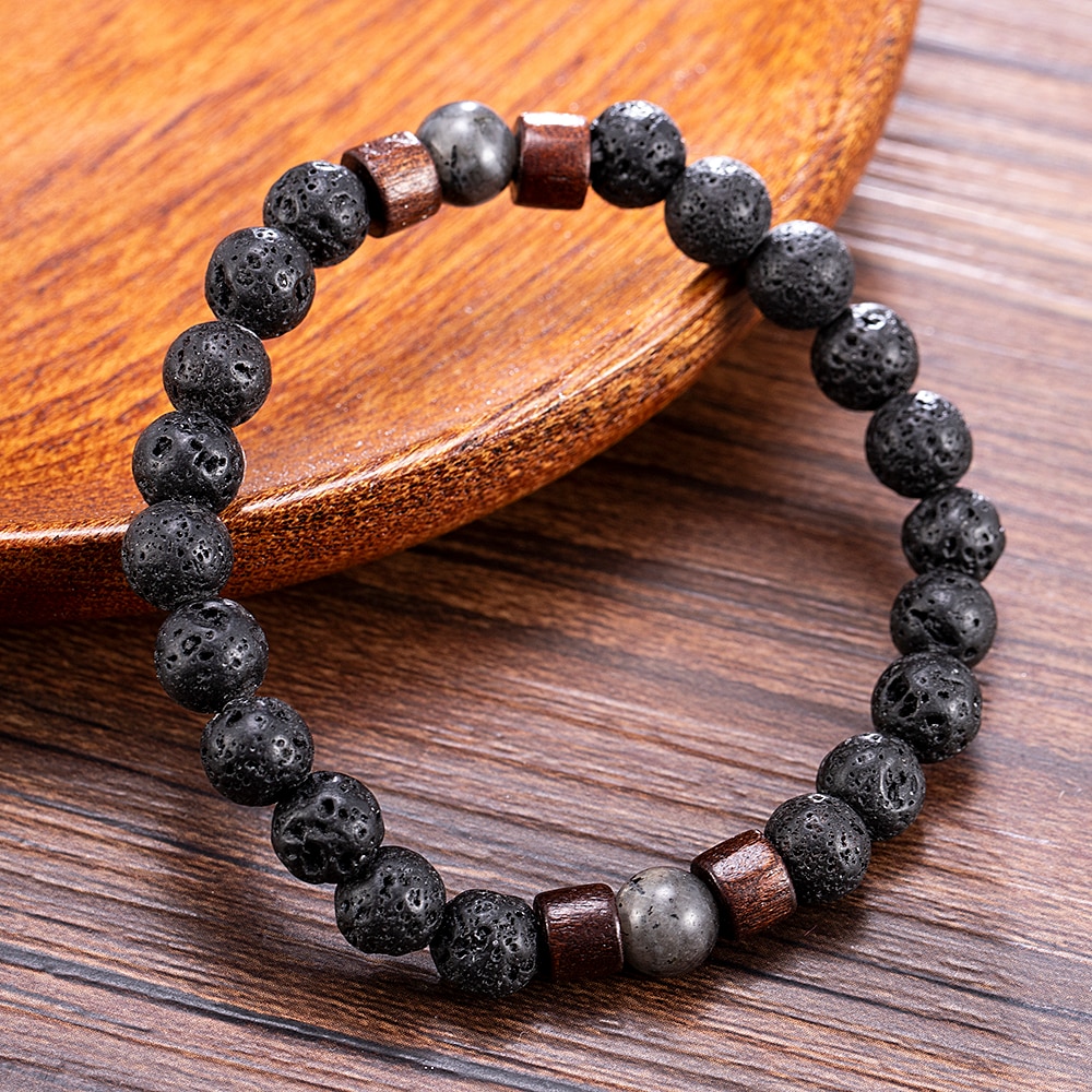 Women Men Lava Rock Stone Elasticity Yoga Beads Bracelet Lovers Party Bracelet Jewelry