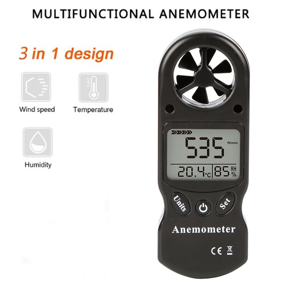 Mini Anemómetro Digital multiuso, anemómetro LCD TL-300 la velocidad y la temperatura del viento, medidor de humedad con higrómetro