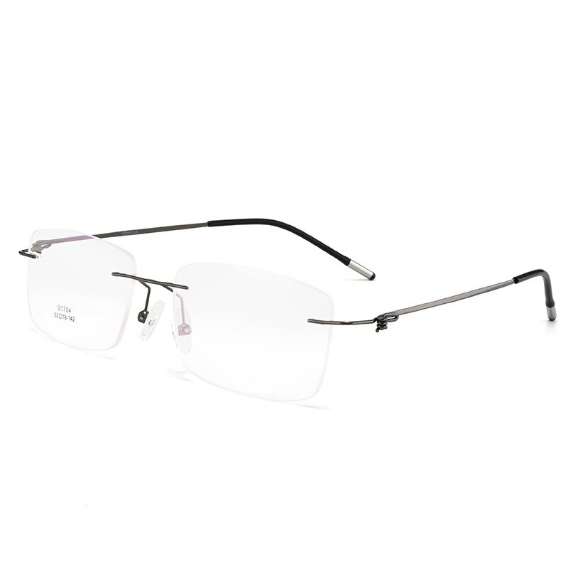 Legering skrueløs rammeløs brille ramme mænd ultralette firkantede briller nærsynethed receptpligtig øjeglas rammeløs mand optisk ramme: Grå