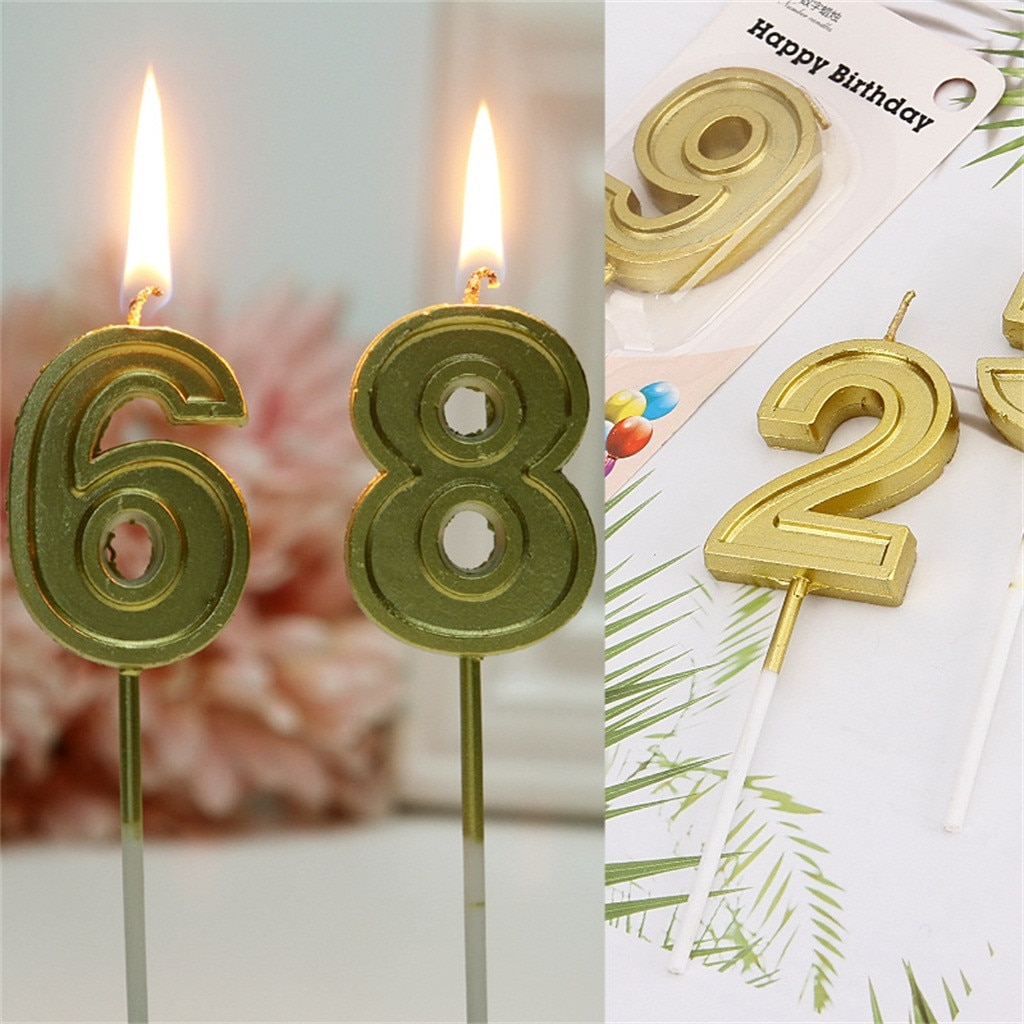Glitter Talking Tables Number Candles Gold Number 0-9 Birthday Party Candle Cake Home Decoration Accessories Украшение Комнаты#