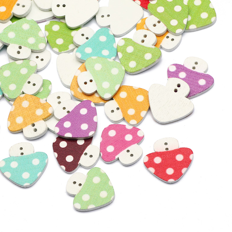 Botones de madera con forma de seta para manualidades, accesorios de ropa para niños, manualidades, álbum de recortes, costura, decoración, 50 Uds.