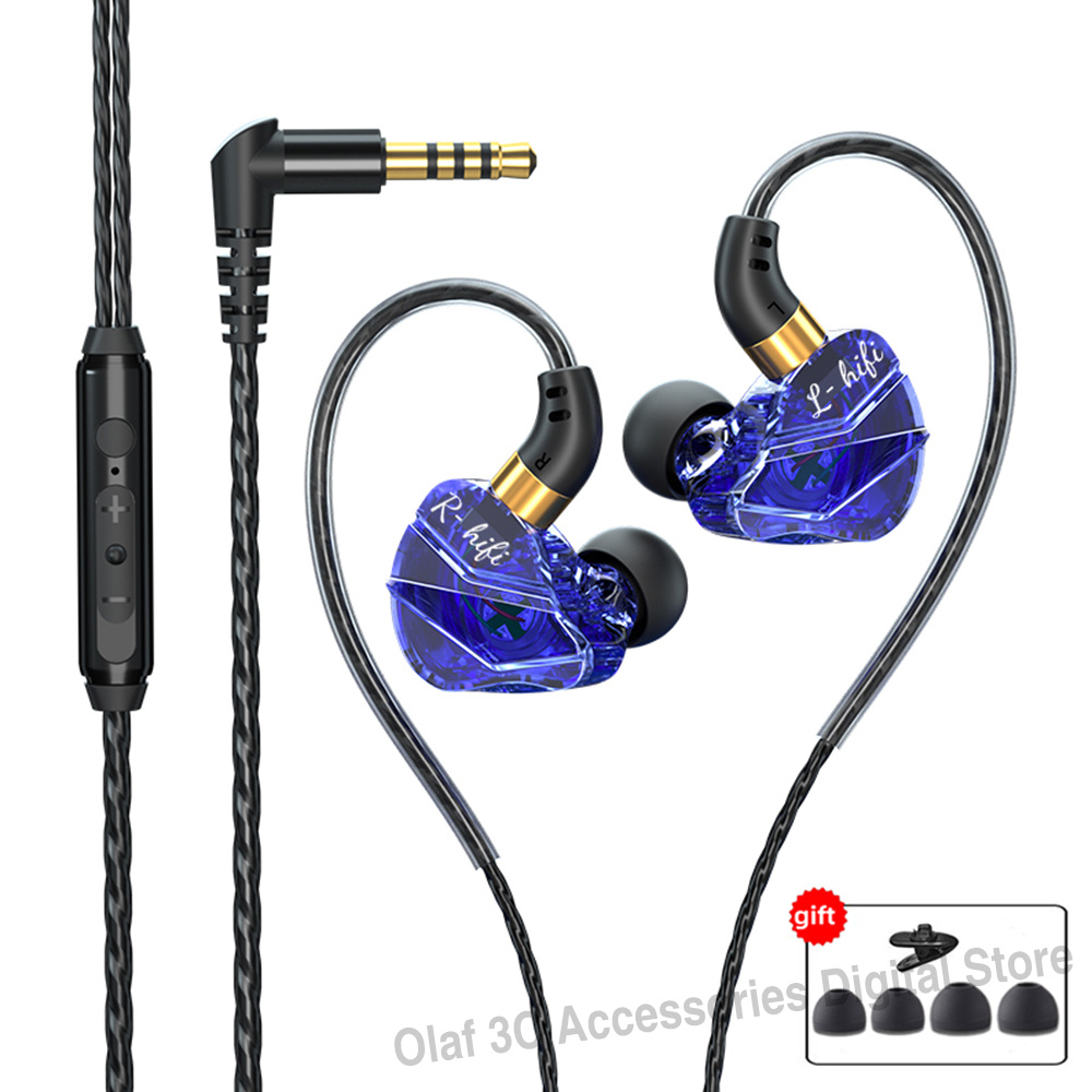 OLAF-auriculares HiFi tipo C para videojuegos, cascos con cable, manos libres, estéreo, graves, 3,5mm, deportivos, cancelación de ruido: Negro