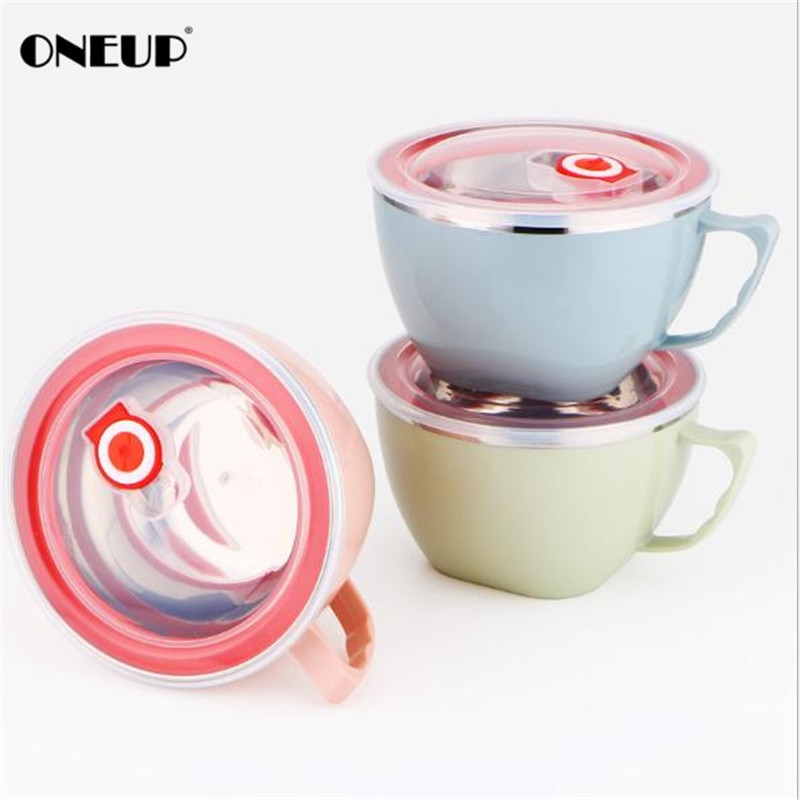 Oneup lunsjboks instant noodle bolle med lokk med lekkasjesikker rustfritt stål mat ris suppe bærbar container skole