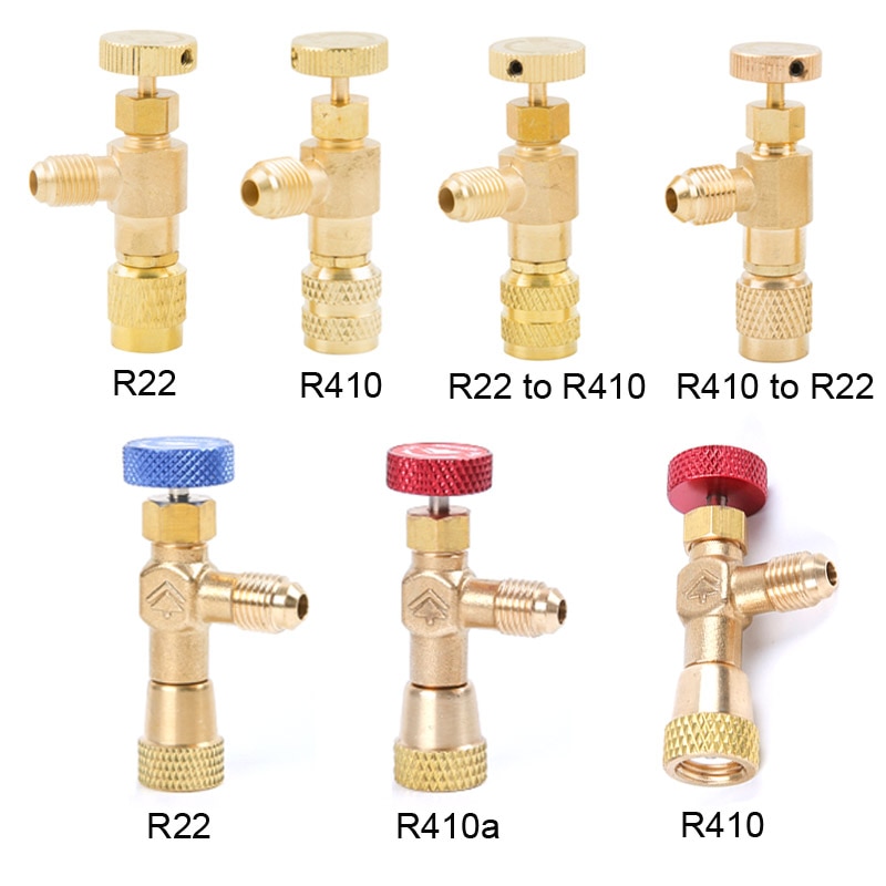 Adaptateur vanne de sécurité de climatisation, outil de réfrigération, R410a R22, adaptateur pour tuyau de charge, 1/4 "5/16" pouces, mâle/célèbre