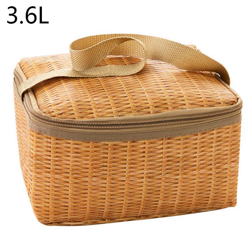 3.6L borse termiche per il raffreddamento borsa da pranzo in Rattan per donna bambini uomo Picnic borse portatili confezione isolata