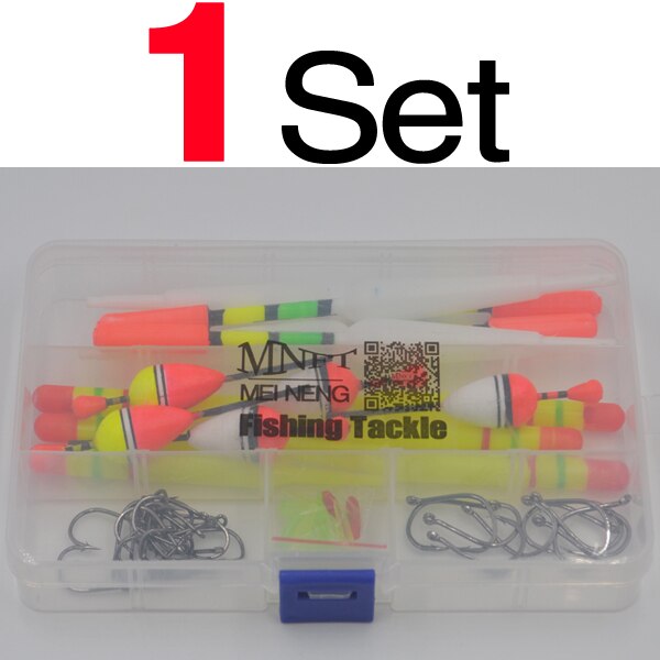 15 st 3 storlek vertikala fiske flytbojar bobber fiskeredskap boj med gratis redskap låda  + 30 st krokar combo: Default Title