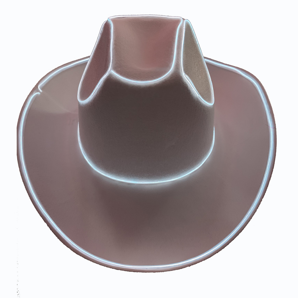 Increíble sombrero de vaquero con luz LED, sombrero de alambre intermitente, sombrero Led, luces parpadeantes, sombrero de vaquera, sombrero de novia Led, boda de Navidad: Blanco