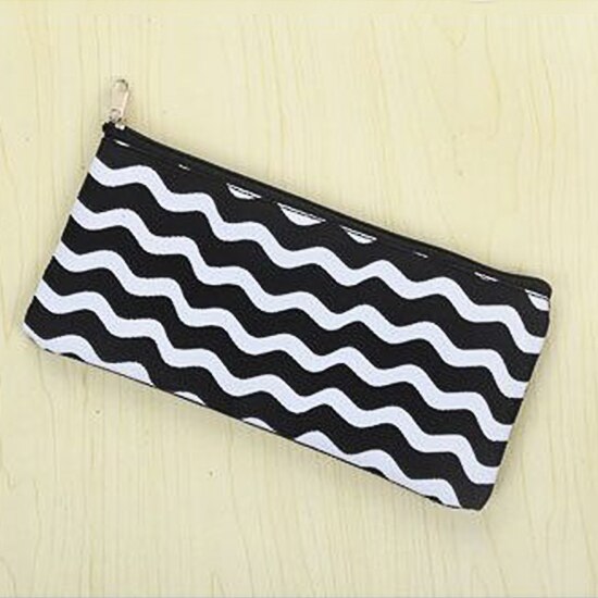 Canvas Pencil Case for School Cute Pen Bag Simple Striped Grid Pencilcase Pen Box Stationery Pouch School Office Supplies: Water ripple