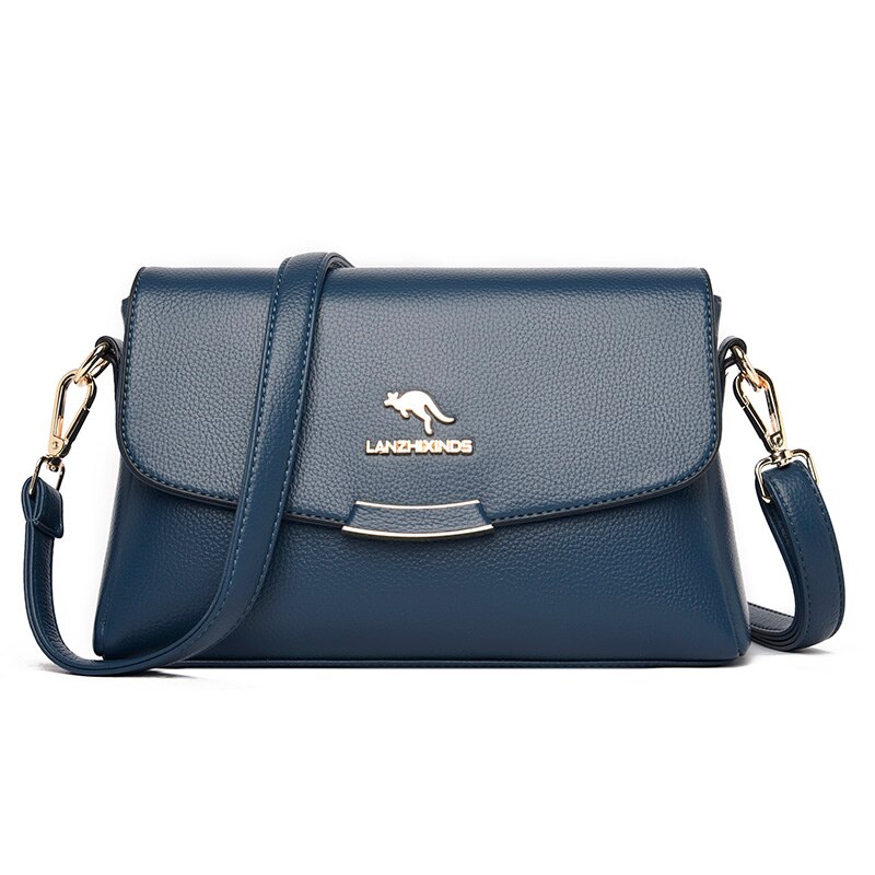 Bandoleras de piel sintética de lujo para mujer, bolso cruzado de a la , clásico, pequeño, cuadrado,: Lake Blue