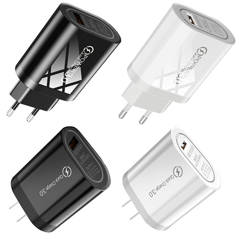 18 W Universal EU/US Plug USB Quick Charge Charger Tablet Portable QC3.0 Charger Wall Speed Charging Adapter For Phone Iphone12