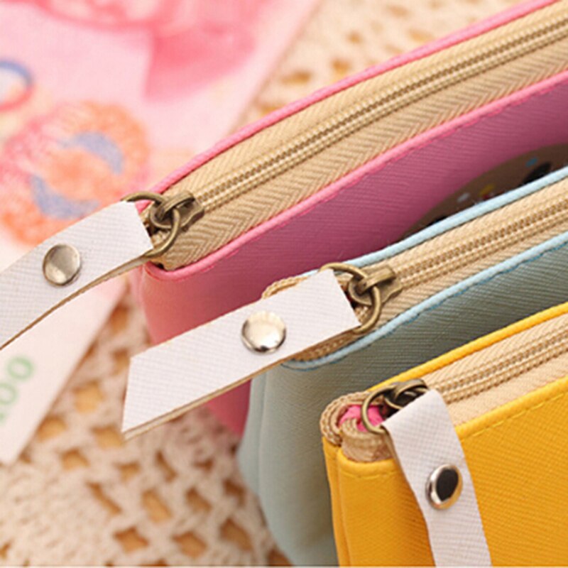 Myntpung dame dame lommebok små myntpungholdere pakke myk solid damemyntpung