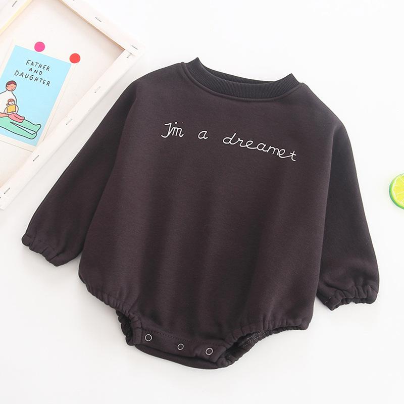 Baby bukser vinter drengetøj bomuld batman ærmer bogstaver hættetrøjer sweatshirt tøj japan koreansk pige baby romper tøj: B84 h 02 mørkegrå / 6m