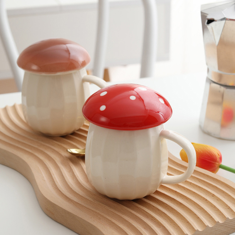 Paddestoel Mok Met Deksel Koffie Cups Keramische Mokken Office Thuis Ontbijt Mok Paddestoel Patroon Drinkware Voor Vrienden En Familieleden