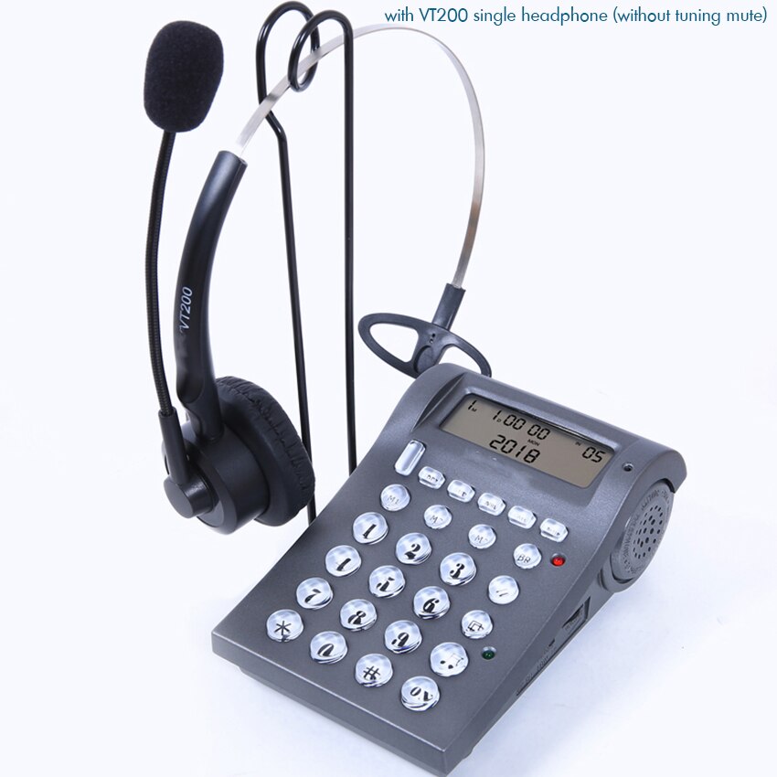 VT400 Draadgebonden Telefoon Met Mono/Binaural Headset &amp; Toetsenblok Voor Huis Call Center Office-Noise Cancellation Microfoon