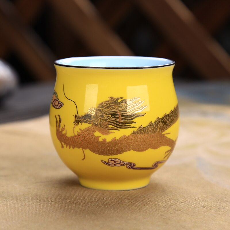 2 Stks/partij Thee Set Retro Thee Set Chip Kopje Thee Dubbele Isolatie En Anti Thuis Koffie Cups Chinese dragon Drankjes