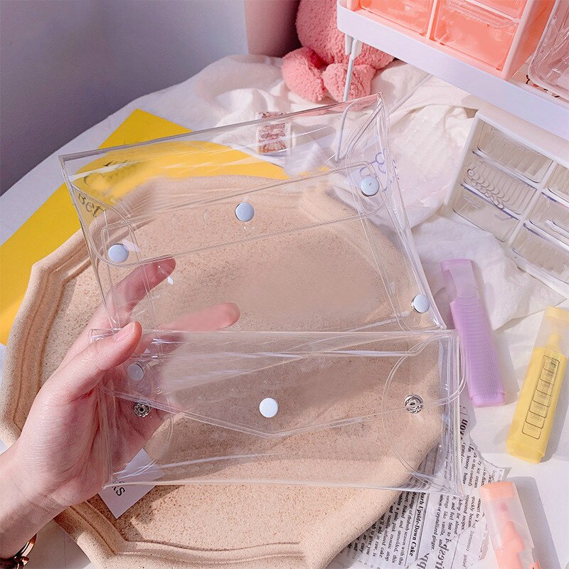 1pc pvc gennemsigtig kosmetikpose kvinder makeup opbevaring klar organisator vask rejse bærbar toiletartikler multifunktions punge taske