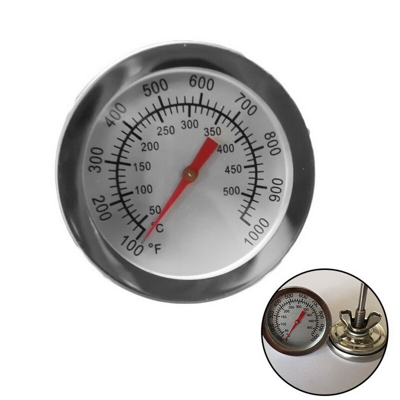 Termómetro bimetálico de acero inoxidable para ahumar barbacoa, herramienta de cocina de 500 grados, medidor de temperatura: Naranja