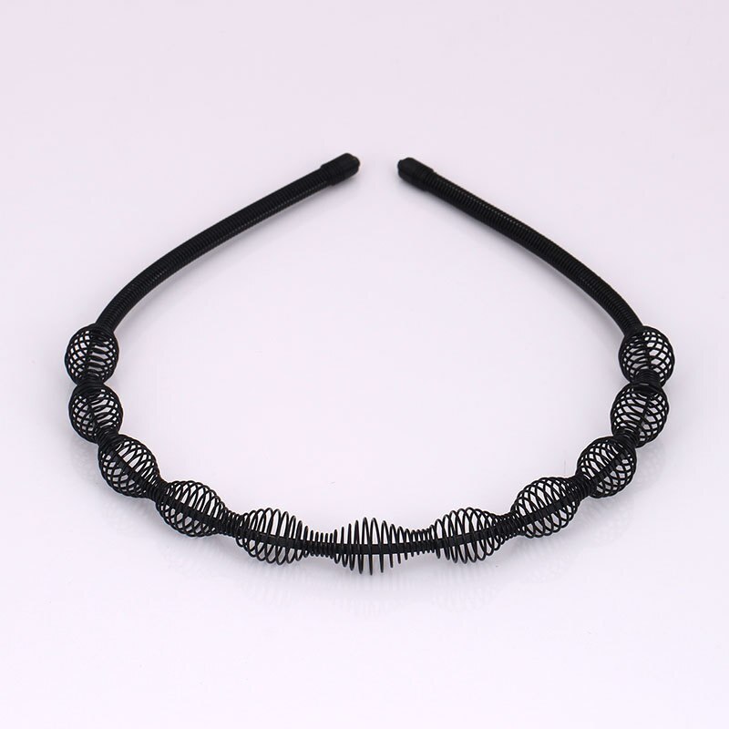 Black Metal Waved Style Sports Hairband Solid Men Women Unisex Hair Band Casual Adult Headwear 9 Styles