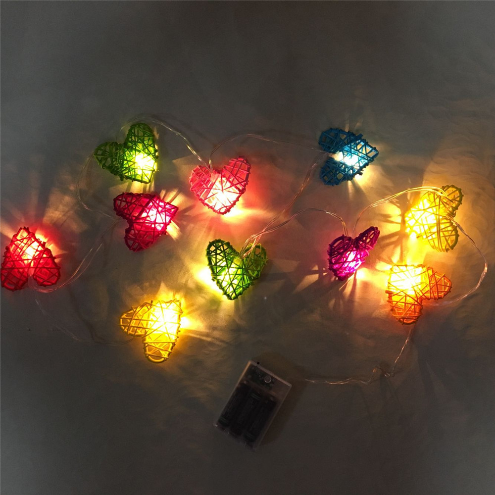 10/20/40 led rotan hart lichtsnoer op batterijen kerstverlichting voor #39 bruiloft decoratie