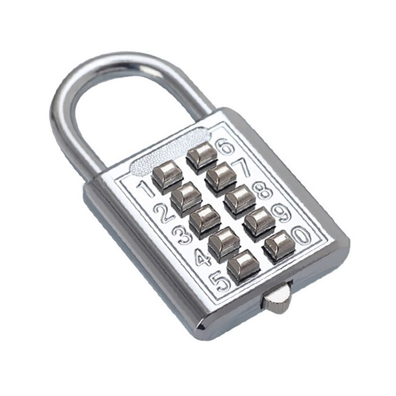 10 Digit Push Button Password Lock Chrome Plated Anti-theft Combination Padlock Push Password Locking Mechanism for Locker etc: White