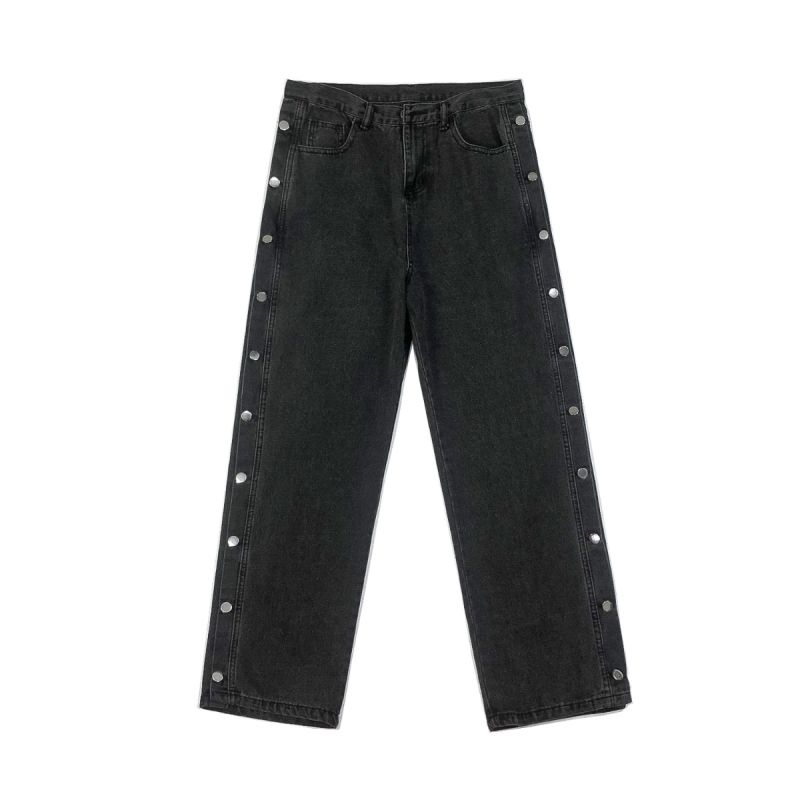 Pantalon en Denim pour femmes, coupe ample, couleur unie, tendance Hip hop, automne et hiver, jambes larges, taille moyenne, papa