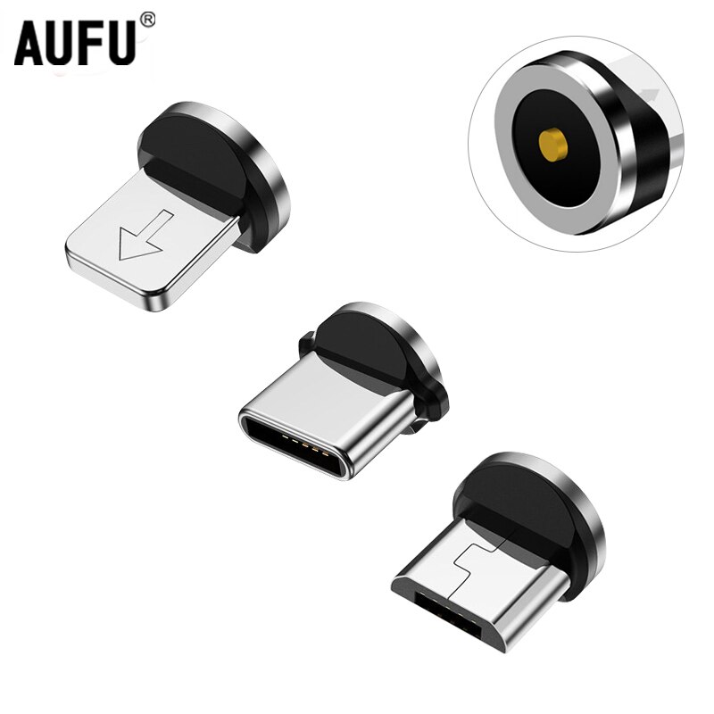 Aufu rund magnetisk kabel plugg type c micro usb c plugger hurtigladeadapter telefon type c magnet lader plugg ingen usb ledning