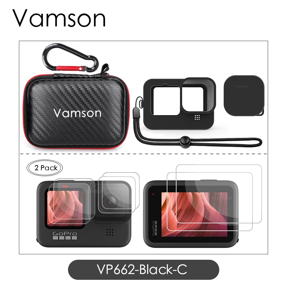 Blødt silikone etui til gopro hero 9 etui beskytter fuldt cover til go pro 9 kamera tilbehør skin shell  vp662: Vp662- sort-c