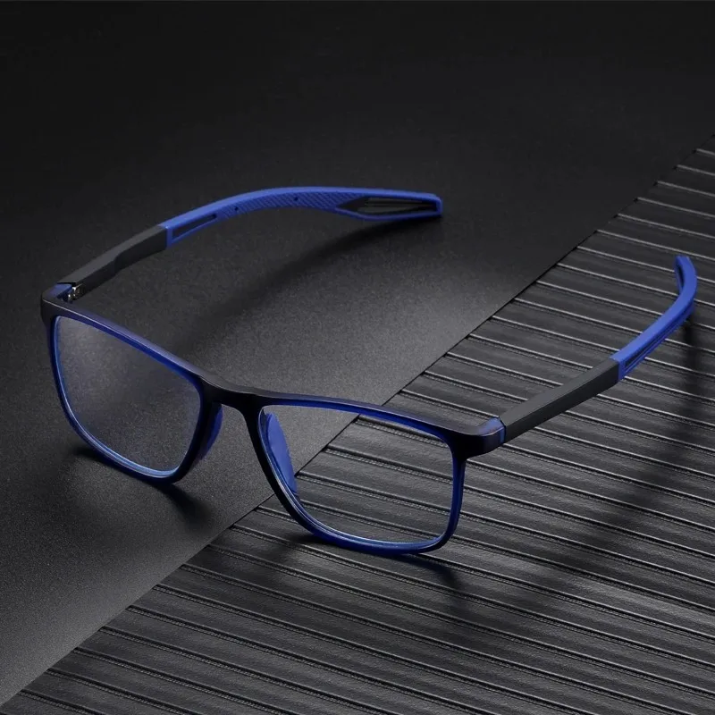 Gafas de lectura TR90 Vintage con bloqueo de luz azul, gafas para hipermetropía para hombres y mujeres, lentes HD ultraligeras, gafas de visión de lejos, dioptrías: Gris / 0