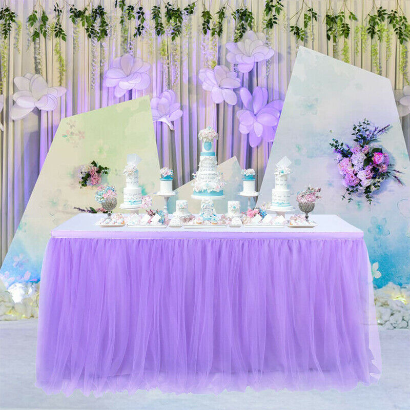 Falda de mesa de tul con tutú de Color liso para boda, decoración de mesa de , accesorios de manteles textiles suaves para el hogar