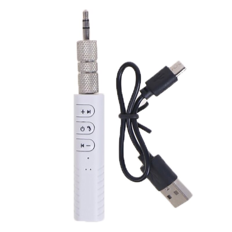Universal 3.5mm Jack Bluetooth Carkit handsfree Music Audio Music Receiver Adapter Auto AUX Kit for Speaker Headphone Car: White