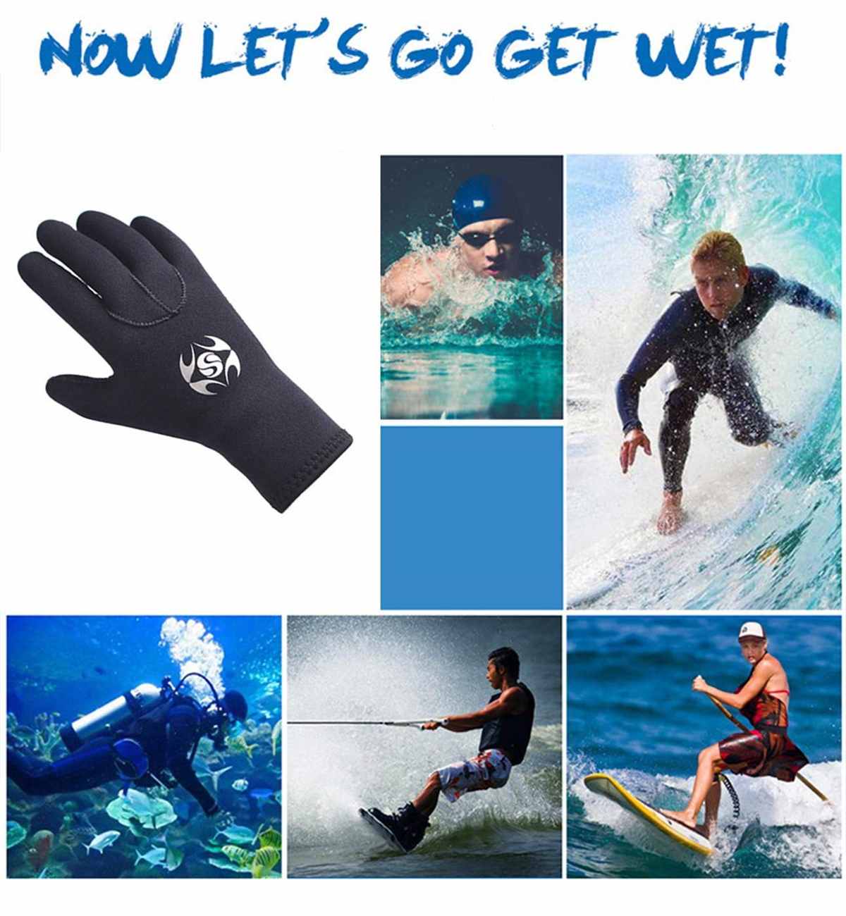 3mm Neoprene Diving Gloves - Non-Slip Warm Snorkel Surf Mittens for Men & Women