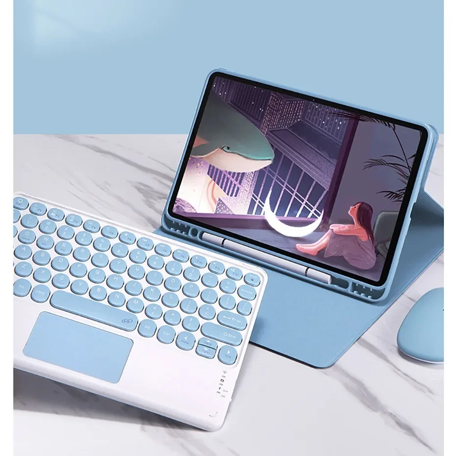 With Keyboard PU Tablet Case for IPad 11th Generation 11 Inch A16 Bluetooth Mouse Covers for Apple IPad 10th Funda