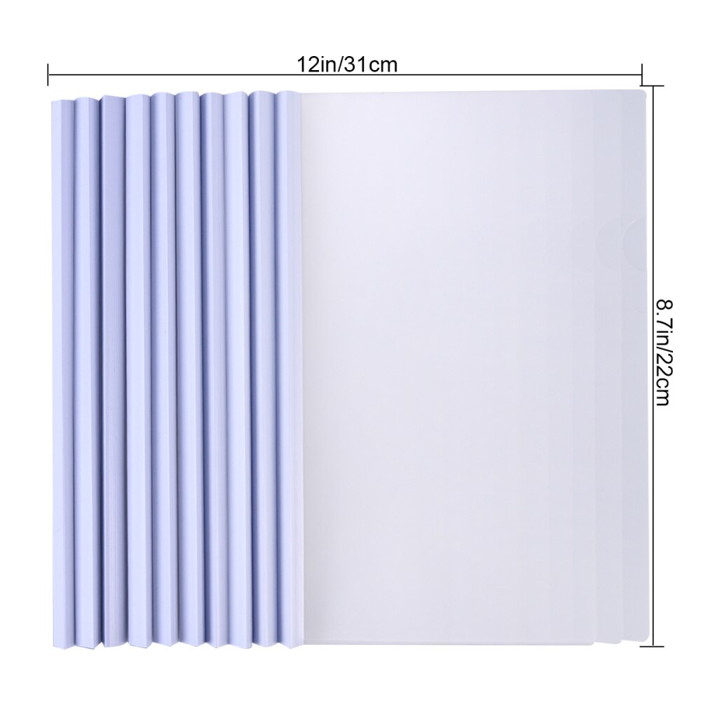 10pcs Transparent File Folder Sliding Bar Report Covers for A4 Report Display Cover Organizer Binder (White）