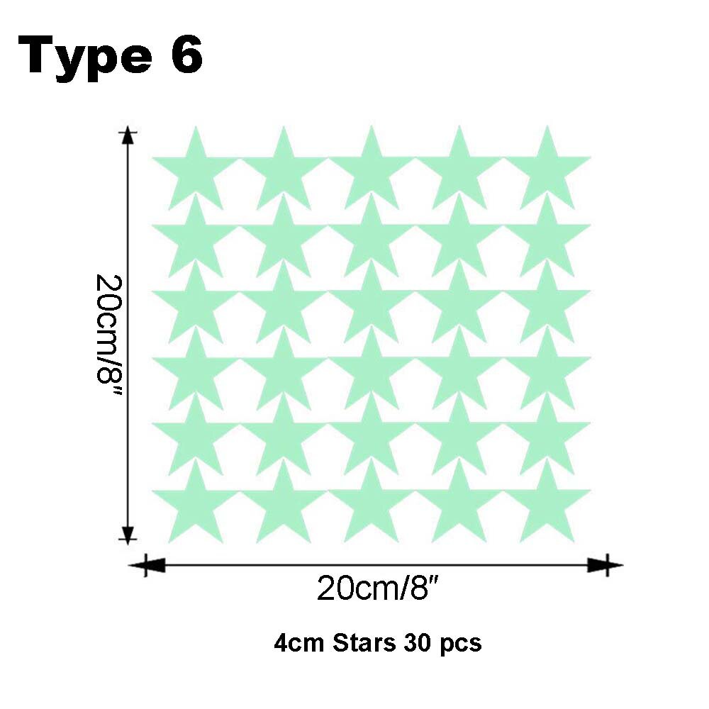 Bedroom Ceilling Luminous Stickers Glow In Dark Moon Universe 3D Fluorescent Bubble Sticker Stars Dots Kid Room Wall Art Decor: Type 6