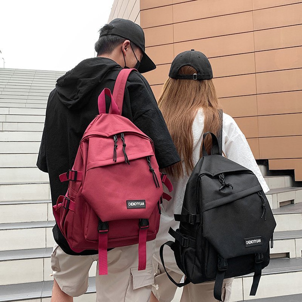 Casual Large Capacity Backpack Solid Color Simple Mochila Shoulder School Bags Women Men Outdoor Sports Street Bagpacks