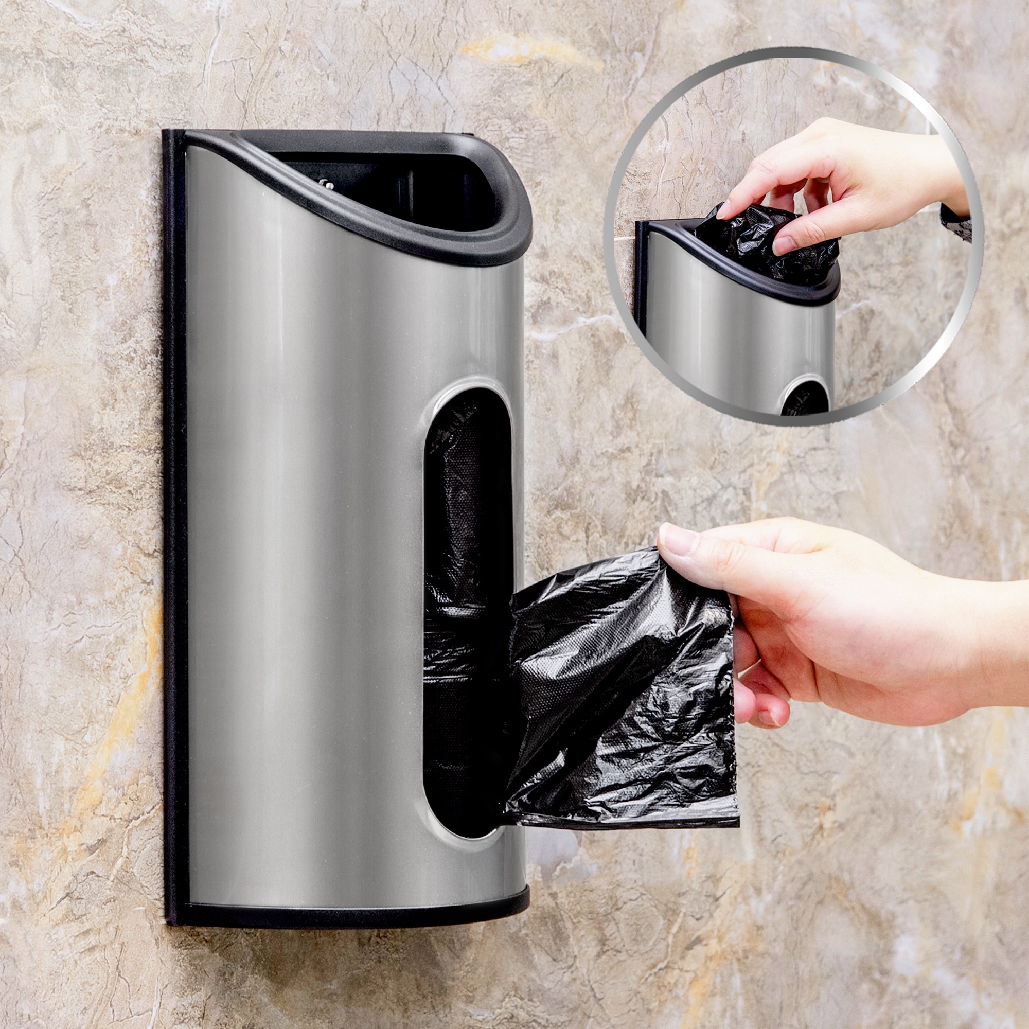 Kitchen Grocery Plastic Bag Holder and Dispenser for Plastic Bags - Easy - Wall Mount Grocery Bag Dispenser, Anti-Fingerprints