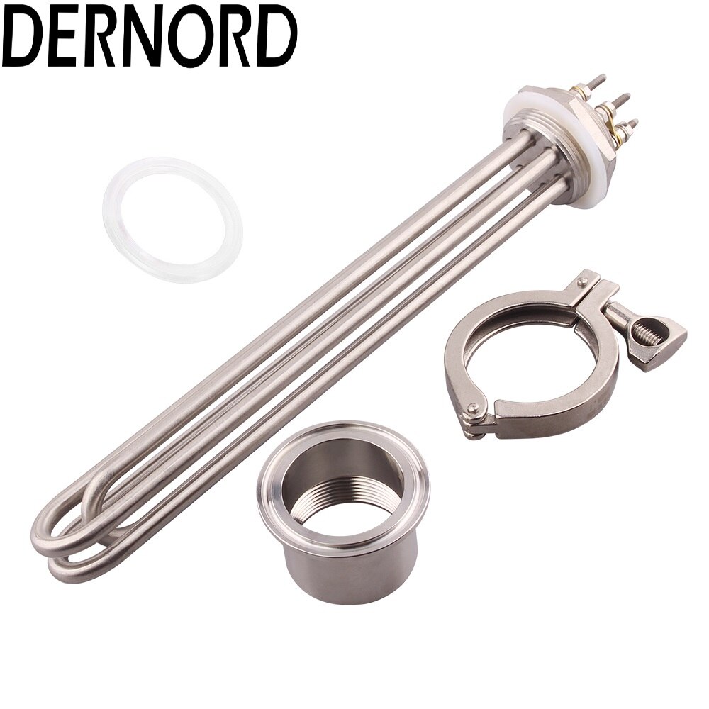 Dernord elektrisk vanndestillering varmeelement 1.5 &quot;npt /dn40/47mm gjenger 208v 3kw/6kw/9kw sus 304 el-varmerør: Svart bakelitthette / 9kw / Varmeovn med beslag
