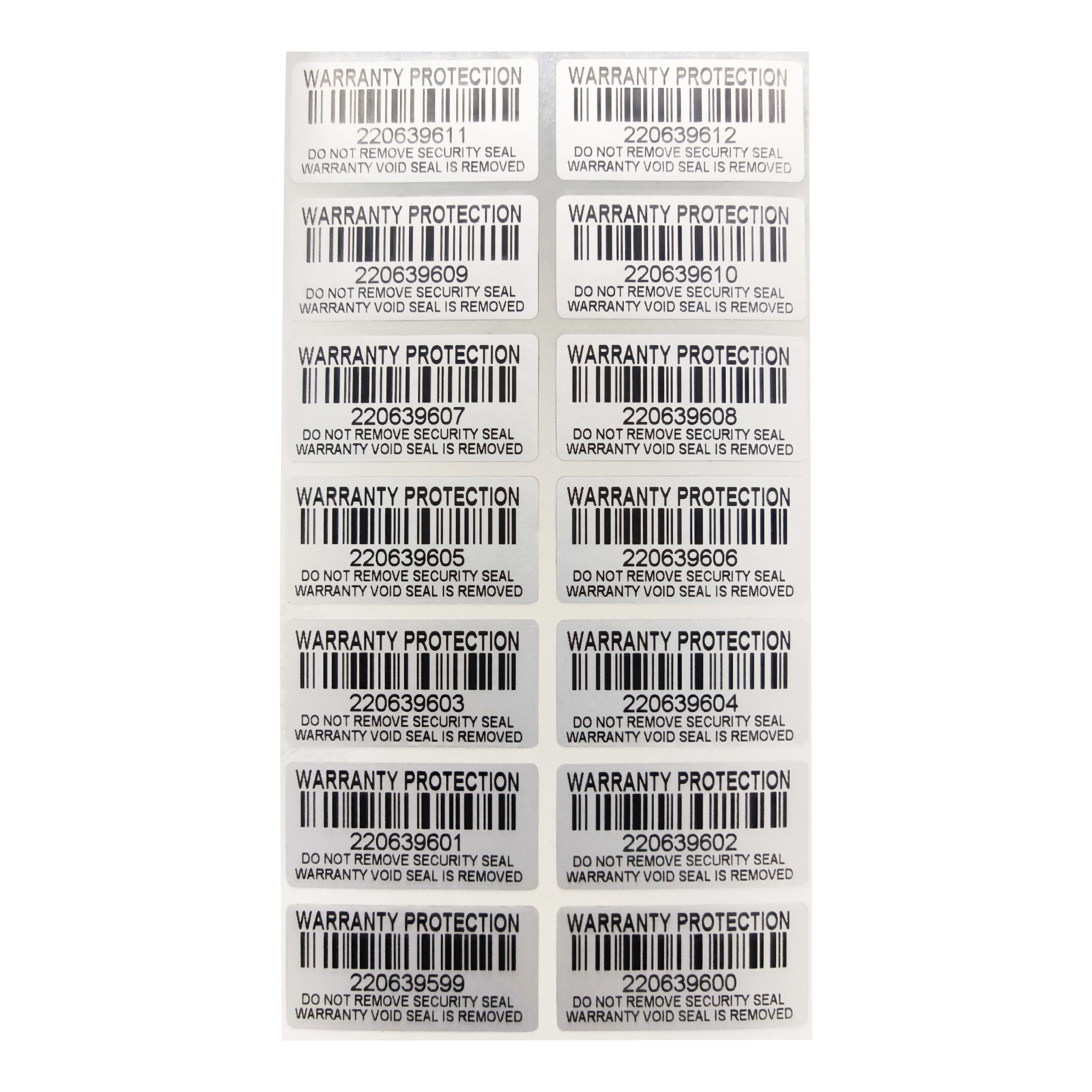 100pcs Silver Warranty Protection Sticker (30mm x 15mm) Safe Seal Anti-tamper Warranty invalid Serial number label sticker