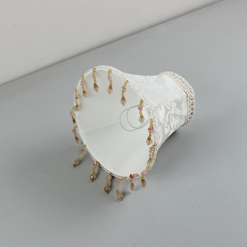 Abat-jour blanc avec perles, 15cm/5.9 pouces de diamètre, Mini abat-jour pour lustre et applique murale, à clipser